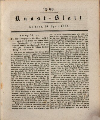 Morgenblatt für gebildete Stände. Kunst-Blatt (Morgenblatt für gebildete Stände) Dienstag 23. April 1833