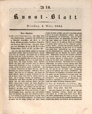 Morgenblatt für gebildete Stände. Kunst-Blatt (Morgenblatt für gebildete Stände) Dienstag 4. März 1834