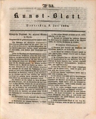 Morgenblatt für gebildete Stände. Kunst-Blatt (Morgenblatt für gebildete Stände) Donnerstag 3. Juli 1834