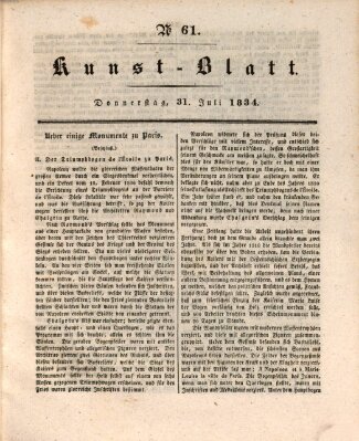 Morgenblatt für gebildete Stände. Kunst-Blatt (Morgenblatt für gebildete Stände) Donnerstag 31. Juli 1834