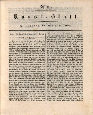 Morgenblatt für gebildete Stände. Kunst-Blatt (Morgenblatt für gebildete Stände) Donnerstag 13. November 1834