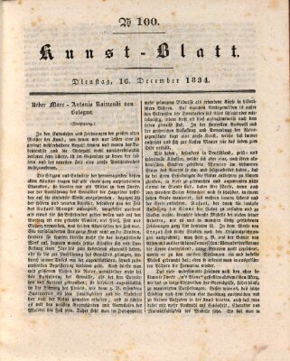 Morgenblatt für gebildete Stände. Kunst-Blatt (Morgenblatt für gebildete Stände) Dienstag 16. Dezember 1834