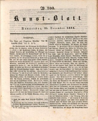 Morgenblatt für gebildete Stände. Kunst-Blatt (Morgenblatt für gebildete Stände) Donnerstag 25. Dezember 1834