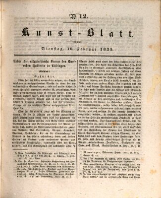 Morgenblatt für gebildete Stände. Kunst-Blatt (Morgenblatt für gebildete Stände) Dienstag 10. Februar 1835