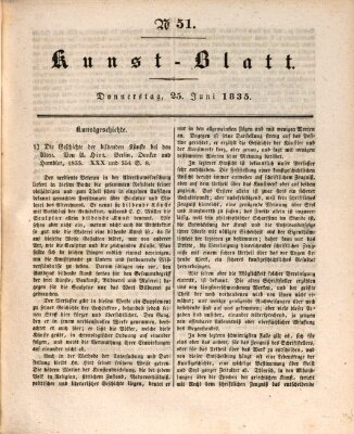 Morgenblatt für gebildete Stände. Kunst-Blatt (Morgenblatt für gebildete Stände) Donnerstag 25. Juni 1835