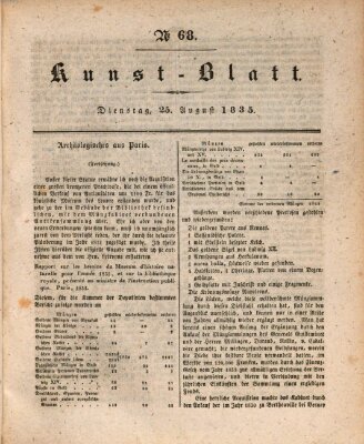 Morgenblatt für gebildete Stände. Kunst-Blatt (Morgenblatt für gebildete Stände) Dienstag 25. August 1835