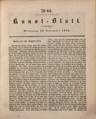 Morgenblatt für gebildete Stände. Kunst-Blatt (Morgenblatt für gebildete Stände) Dienstag 17. November 1835