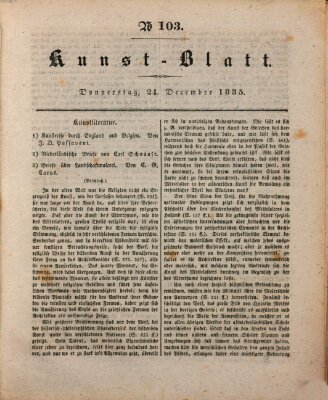 Morgenblatt für gebildete Stände. Kunst-Blatt (Morgenblatt für gebildete Stände) Donnerstag 24. Dezember 1835