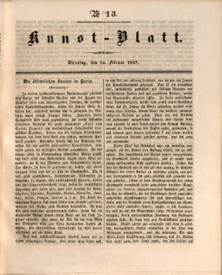 Morgenblatt für gebildete Stände. Kunst-Blatt (Morgenblatt für gebildete Stände) Dienstag 14. Februar 1837