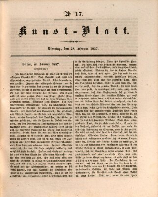 Morgenblatt für gebildete Stände. Kunst-Blatt (Morgenblatt für gebildete Stände) Dienstag 28. Februar 1837