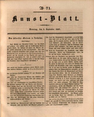 Morgenblatt für gebildete Leser. Kunstblatt (Morgenblatt für gebildete Stände) Dienstag 5. September 1837