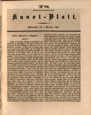 Morgenblatt für gebildete Leser. Kunstblatt (Morgenblatt für gebildete Stände) Donnerstag 7. Dezember 1837