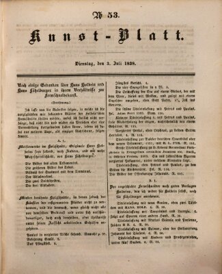 Morgenblatt für gebildete Leser. Kunstblatt (Morgenblatt für gebildete Stände) Dienstag 3. Juli 1838