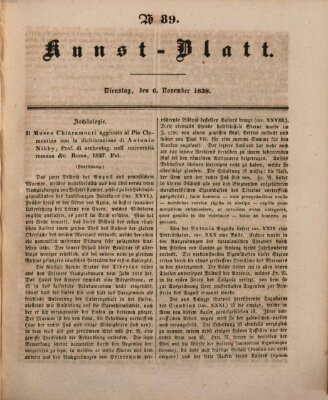 Morgenblatt für gebildete Leser. Kunstblatt (Morgenblatt für gebildete Stände) Dienstag 6. November 1838