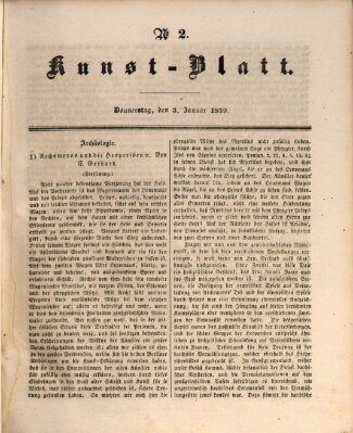 Morgenblatt für gebildete Leser. Kunstblatt (Morgenblatt für gebildete Stände) Donnerstag 3. Januar 1839