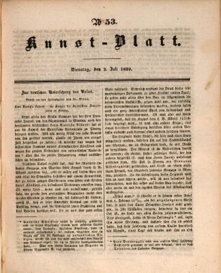 Morgenblatt für gebildete Leser. Kunstblatt (Morgenblatt für gebildete Stände) Dienstag 2. Juli 1839