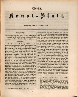 Morgenblatt für gebildete Leser. Kunstblatt (Morgenblatt für gebildete Stände) Dienstag 6. August 1839