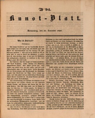 Morgenblatt für gebildete Leser. Kunstblatt (Morgenblatt für gebildete Stände) Donnerstag 21. November 1839