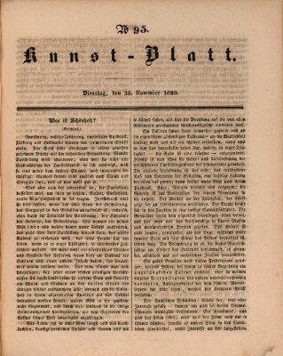 Morgenblatt für gebildete Leser. Kunstblatt (Morgenblatt für gebildete Stände) Dienstag 26. November 1839