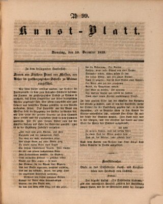 Morgenblatt für gebildete Leser. Kunstblatt (Morgenblatt für gebildete Stände) Dienstag 10. Dezember 1839