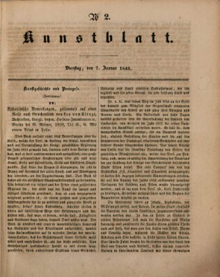 Morgenblatt für gebildete Leser. Kunstblatt (Morgenblatt für gebildete Stände) Dienstag 7. Januar 1840