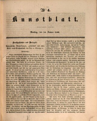 Morgenblatt für gebildete Leser. Kunstblatt (Morgenblatt für gebildete Stände) Dienstag 14. Januar 1840