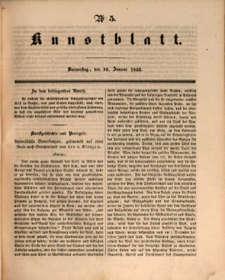 Morgenblatt für gebildete Leser. Kunstblatt (Morgenblatt für gebildete Stände) Donnerstag 16. Januar 1840