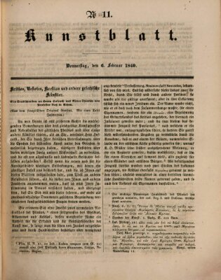 Morgenblatt für gebildete Leser. Kunstblatt (Morgenblatt für gebildete Stände) Donnerstag 6. Februar 1840