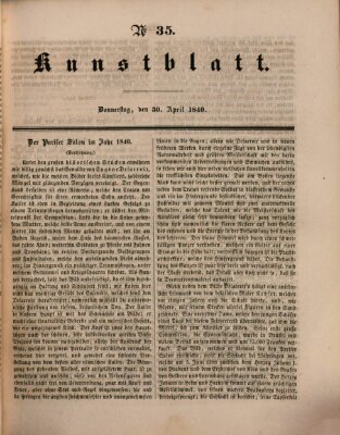 Morgenblatt für gebildete Leser. Kunstblatt (Morgenblatt für gebildete Stände) Donnerstag 30. April 1840