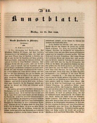 Morgenblatt für gebildete Leser. Kunstblatt (Morgenblatt für gebildete Stände) Dienstag 16. Juni 1840