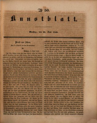 Morgenblatt für gebildete Leser. Kunstblatt (Morgenblatt für gebildete Stände) Dienstag 23. Juni 1840