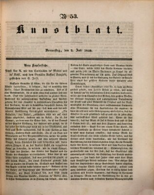 Morgenblatt für gebildete Leser. Kunstblatt (Morgenblatt für gebildete Stände) Donnerstag 2. Juli 1840