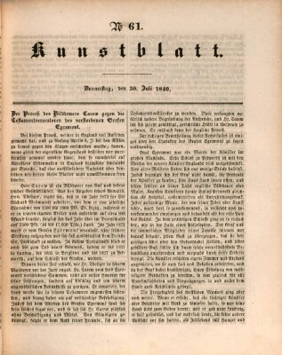 Morgenblatt für gebildete Leser. Kunstblatt (Morgenblatt für gebildete Stände) Donnerstag 30. Juli 1840