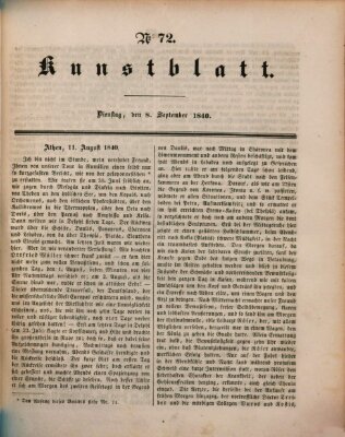 Morgenblatt für gebildete Leser. Kunstblatt (Morgenblatt für gebildete Stände) Dienstag 8. September 1840