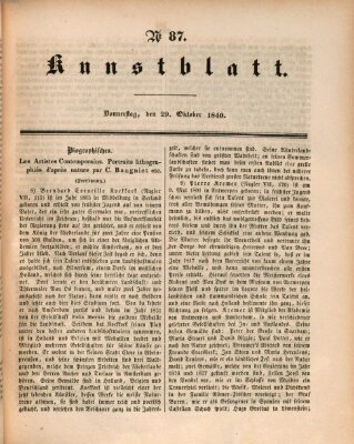 Morgenblatt für gebildete Leser. Kunstblatt (Morgenblatt für gebildete Stände) Donnerstag 29. Oktober 1840