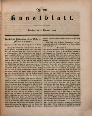 Morgenblatt für gebildete Leser. Kunstblatt (Morgenblatt für gebildete Stände) Dienstag 1. Dezember 1840