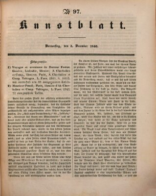 Morgenblatt für gebildete Leser. Kunstblatt (Morgenblatt für gebildete Stände) Donnerstag 3. Dezember 1840