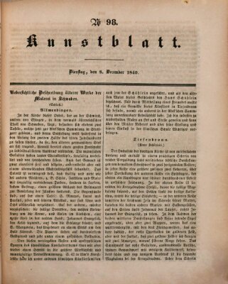 Morgenblatt für gebildete Leser. Kunstblatt (Morgenblatt für gebildete Stände) Dienstag 8. Dezember 1840