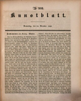 Morgenblatt für gebildete Leser. Kunstblatt (Morgenblatt für gebildete Stände) Donnerstag 24. Dezember 1840