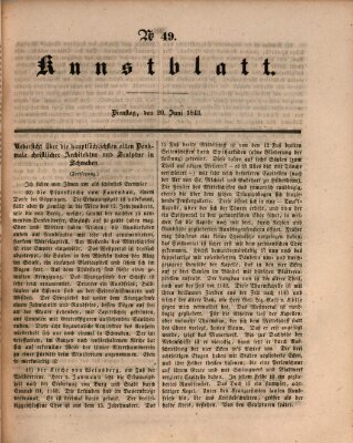 Morgenblatt für gebildete Leser. Kunstblatt (Morgenblatt für gebildete Stände) Dienstag 20. Juni 1843