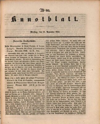 Morgenblatt für gebildete Leser. Kunstblatt (Morgenblatt für gebildete Stände) Dienstag 21. November 1843