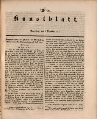 Morgenblatt für gebildete Leser. Kunstblatt (Morgenblatt für gebildete Stände) Donnerstag 7. Dezember 1843