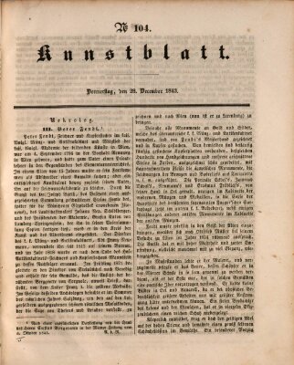 Morgenblatt für gebildete Leser. Kunstblatt (Morgenblatt für gebildete Stände) Donnerstag 28. Dezember 1843