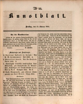 Morgenblatt für gebildete Leser. Kunstblatt (Morgenblatt für gebildete Stände) Dienstag 13. Februar 1844