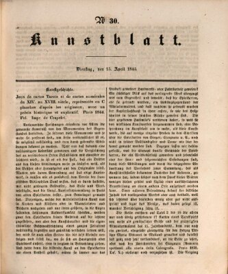 Morgenblatt für gebildete Leser. Kunstblatt (Morgenblatt für gebildete Stände) Dienstag 15. April 1845