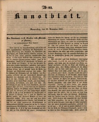 Morgenblatt für gebildete Leser. Kunstblatt (Morgenblatt für gebildete Stände) Donnerstag 20. November 1845