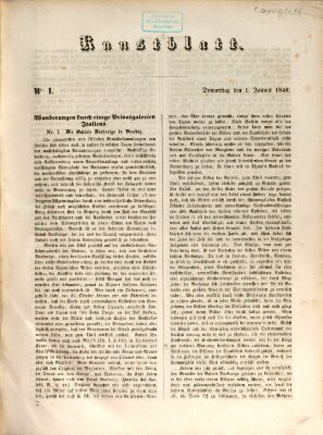 Morgenblatt für gebildete Leser. Kunstblatt (Morgenblatt für gebildete Stände) Donnerstag 1. Januar 1846