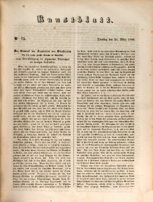 Morgenblatt für gebildete Leser. Kunstblatt (Morgenblatt für gebildete Stände) Dienstag 24. März 1846