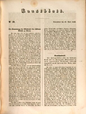 Morgenblatt für gebildete Leser. Kunstblatt (Morgenblatt für gebildete Stände) Samstag 25. April 1846