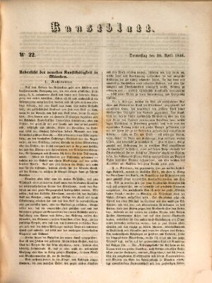 Morgenblatt für gebildete Leser. Kunstblatt (Morgenblatt für gebildete Stände) Donnerstag 30. April 1846